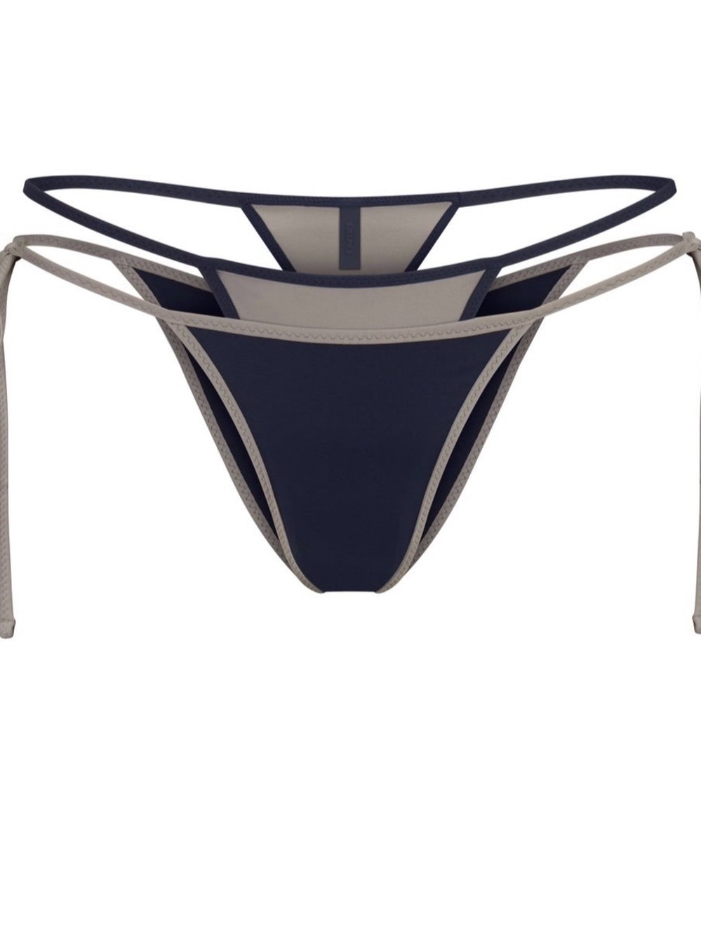 SKIMS Navy Contrast-Trim String Bikini Bottom